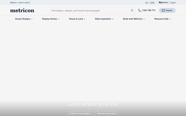 Екранна снимка на metricon.com.au