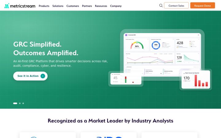Screenshot of metricstream.com