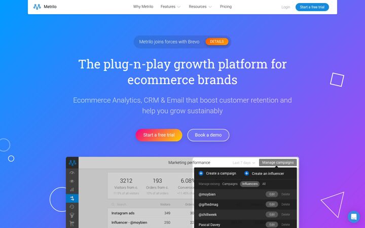 Screenshot of metrilo.com