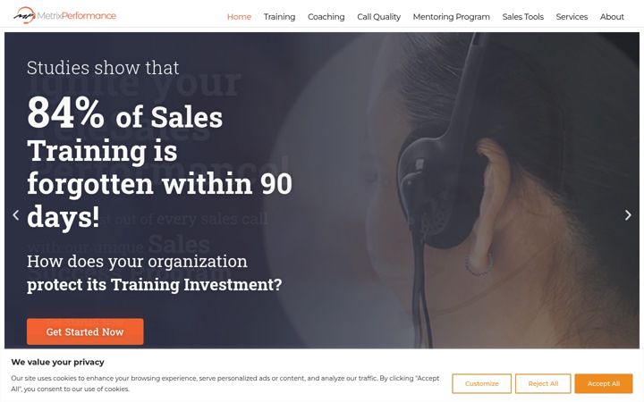 Screenshot of metrixperformance.com