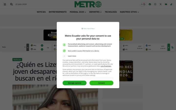 Screenshot of metroecuador.com.ec