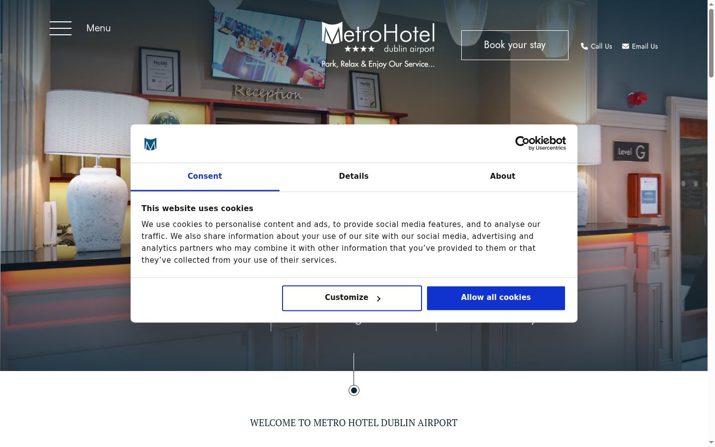 Screenshot del banner di consenso mostrato prima di qualsiasi interazione