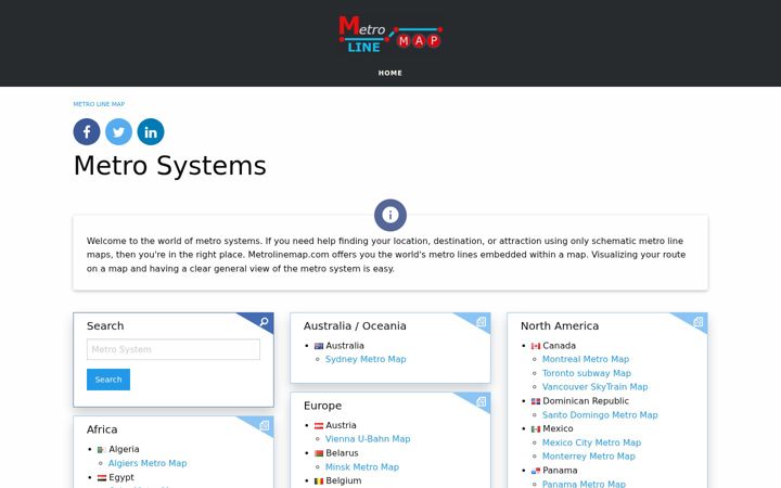 Screenshot of metrolinemap.com