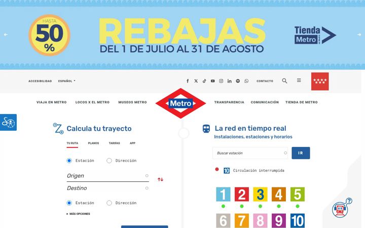 Screenshot of metromadrid.es