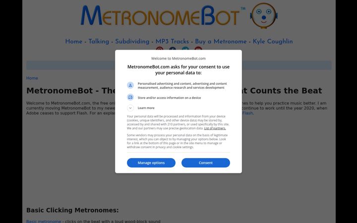 Screenshot of metronomebot.com