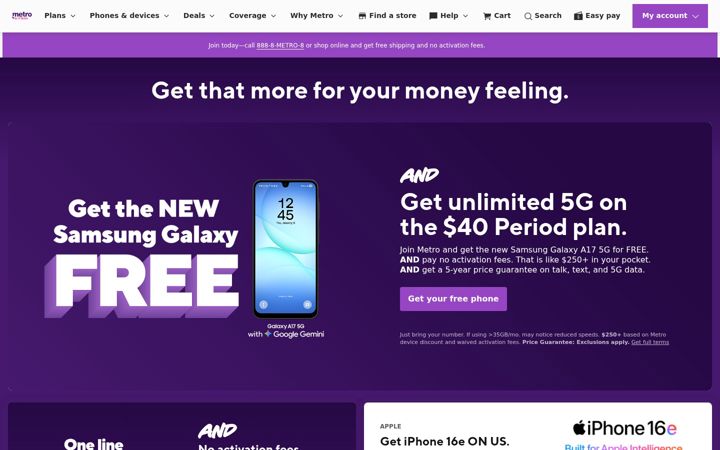 Screenshot of metropcs.com
