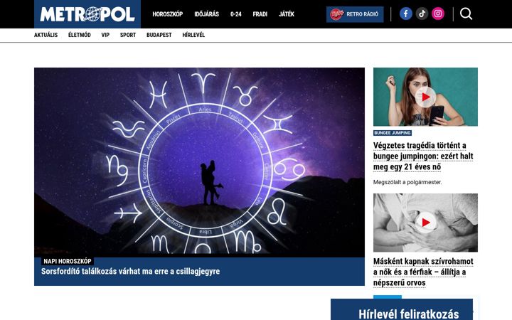 Screenshot of metropol.hu