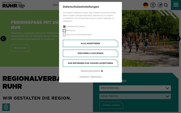 Screenshot of metropoleruhr.de