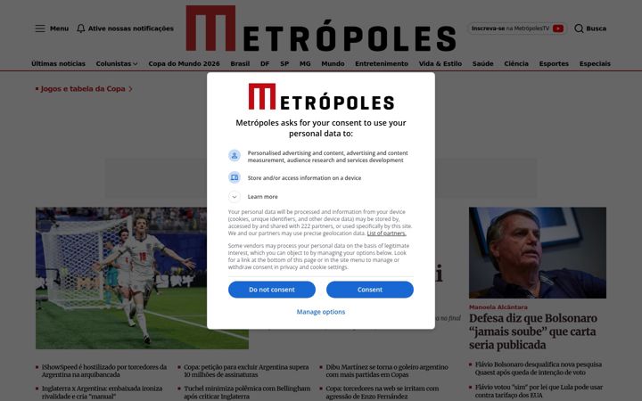 Snímek obrazovky metropoles.com