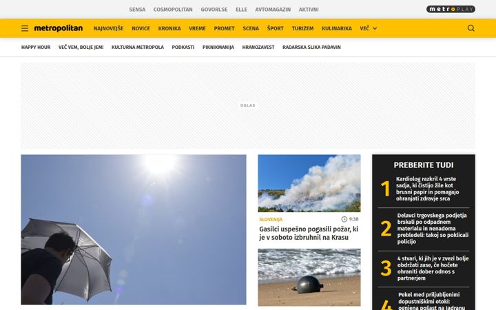 Screenshot of metropolitan.si