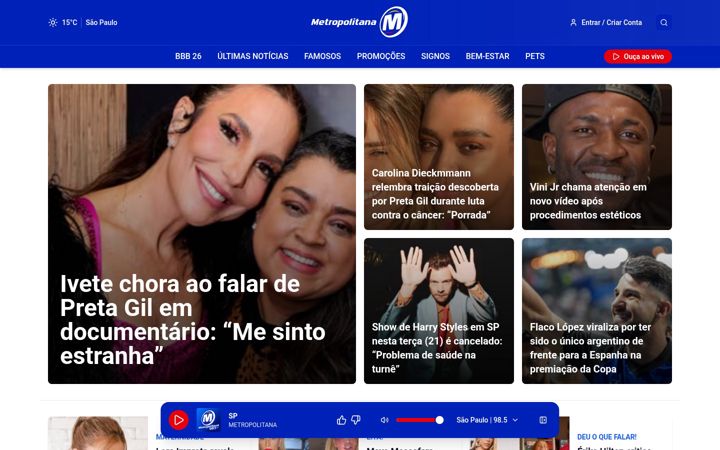 Screenshot stránky metropolitana.com.br