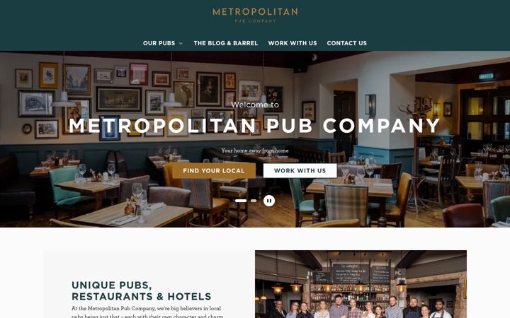 Screenshot van metropolitanpubcompany.com
