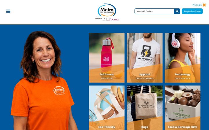 Screenshot of metroprintedproducts.com