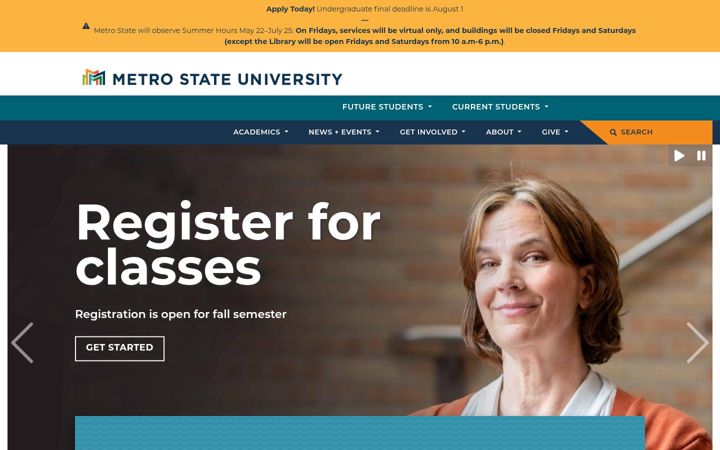 Screenshot of metrostate.edu