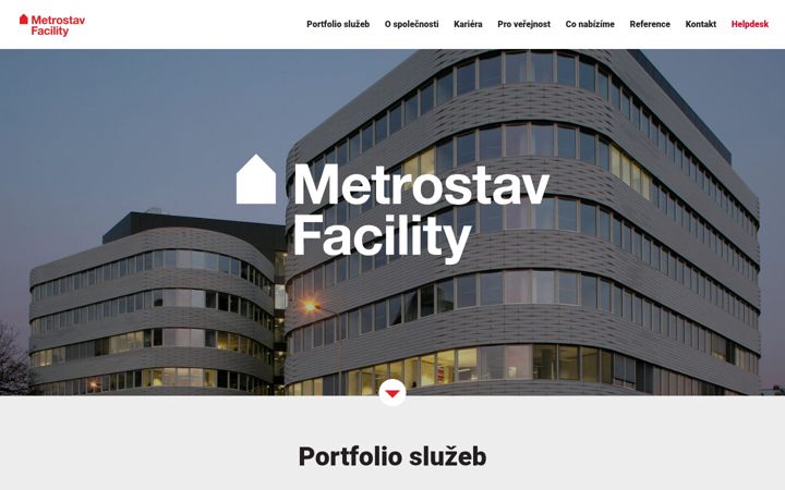 Ekrānuzņēmums no metrostavfacility.cz