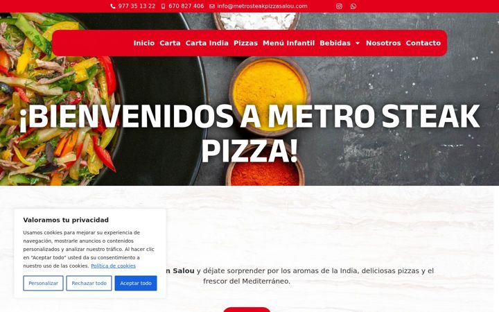 Screenshot of metrosteakpizzasalou.com