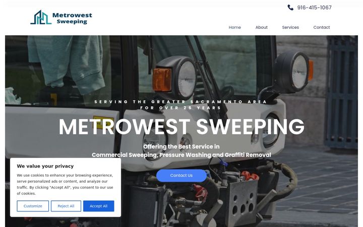Screenshot of metrowestsweeping.com