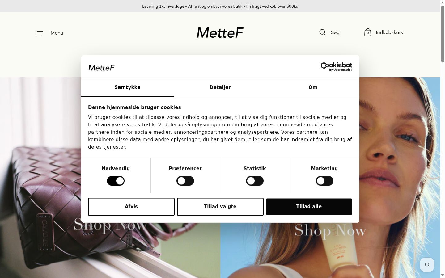 Captura de ecrã do banner de consentimento apresentado antes de qualquer interação