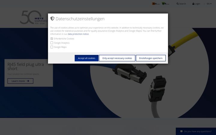 Screenshot von metz-connect.com