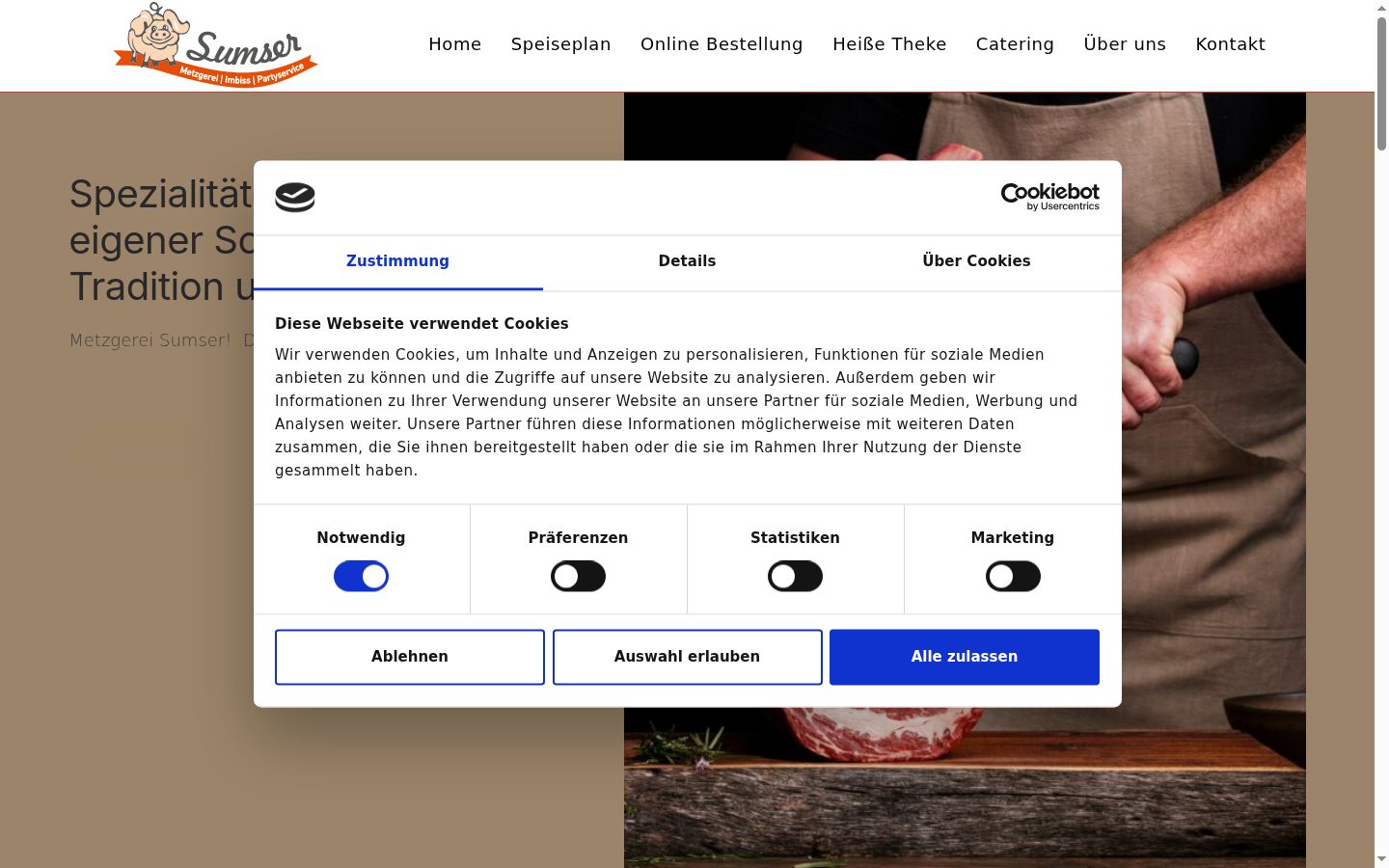 Screenshot of the consent banner shown before any interaction