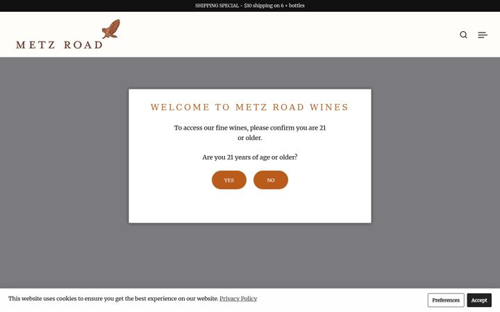 Screenshot of metzroadwines.com