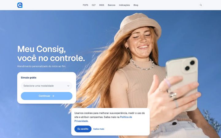 Screenshot of meuconsig.com