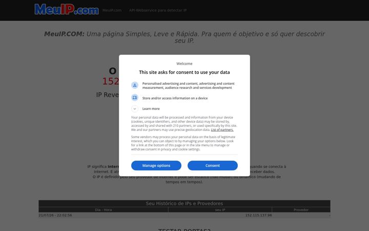 Screenshot of meuip.com
