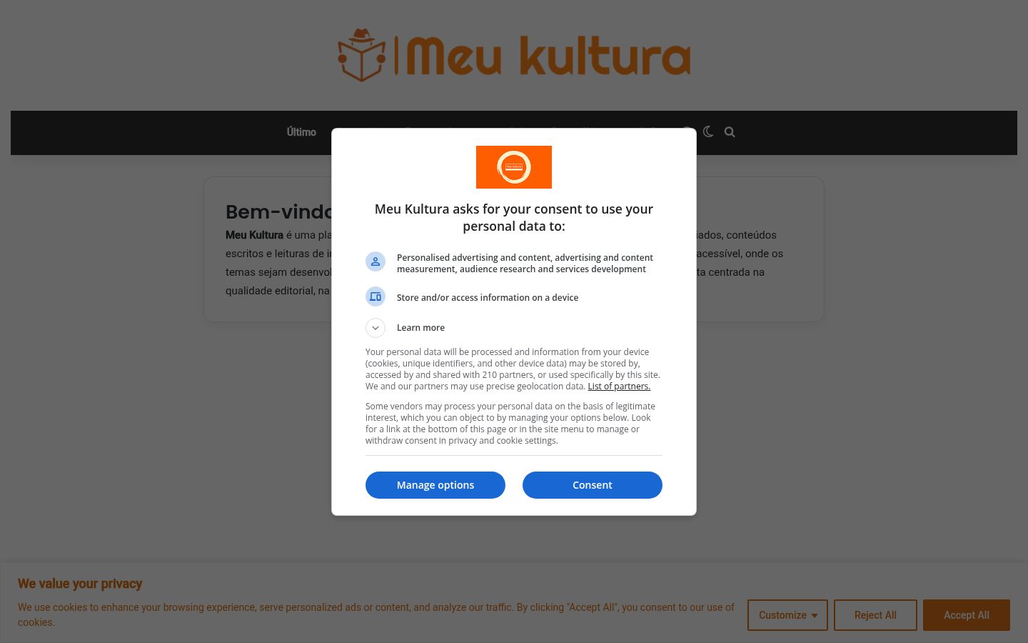 Screenshot tal-banner tal-kunsens muri qabel kwalunkwe interazzjoni