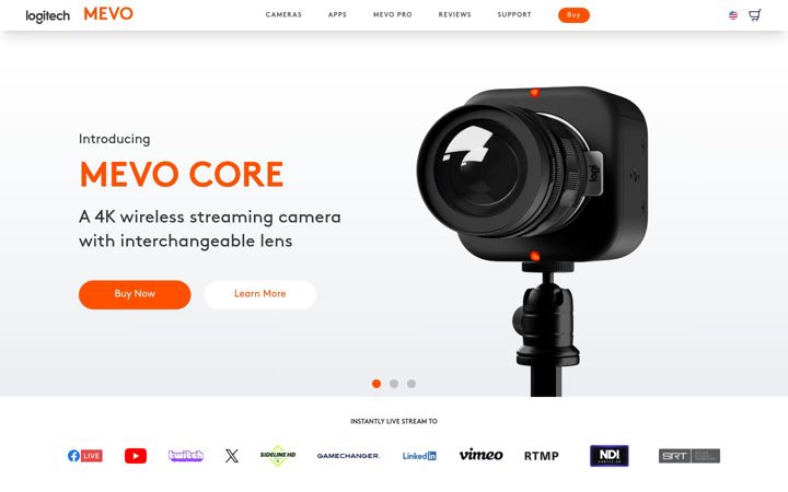 Screenshot of mevo.com
