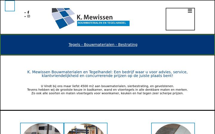 Kuvakaappaus sivustosta mewissenbouwmaterialen.nl