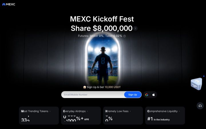 Snímek obrazovky mexc.com
