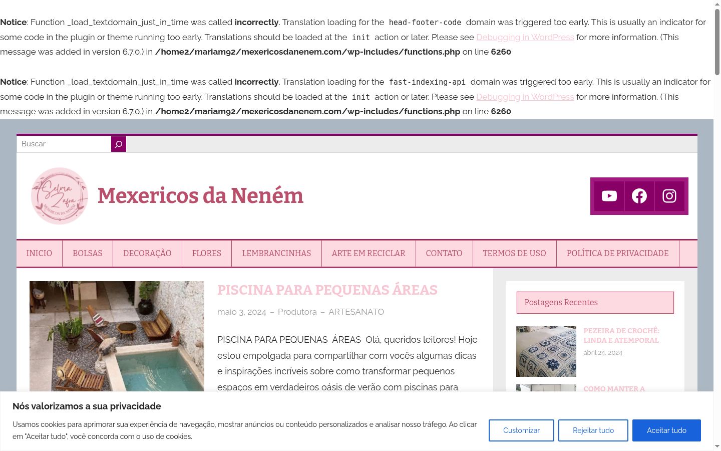 Screenshot del banner di consenso mostrato prima di qualsiasi interazione