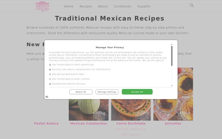 Skærmbillede af mexicoinmykitchen.com