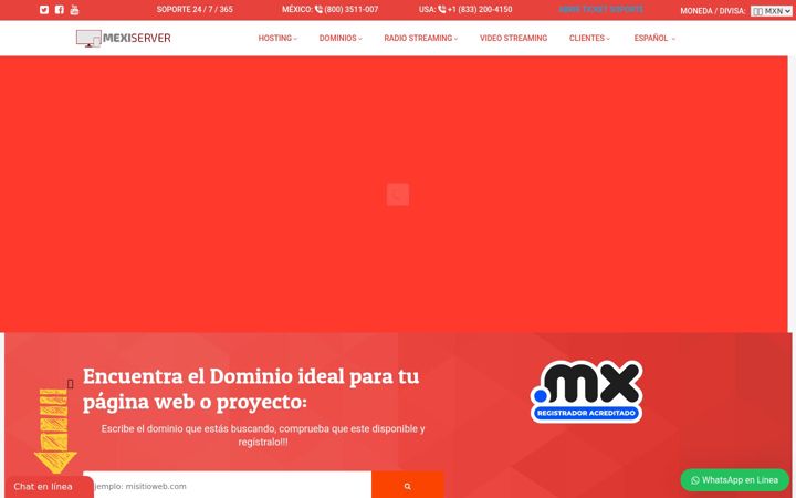 Екранна снимка на mexiserver.com