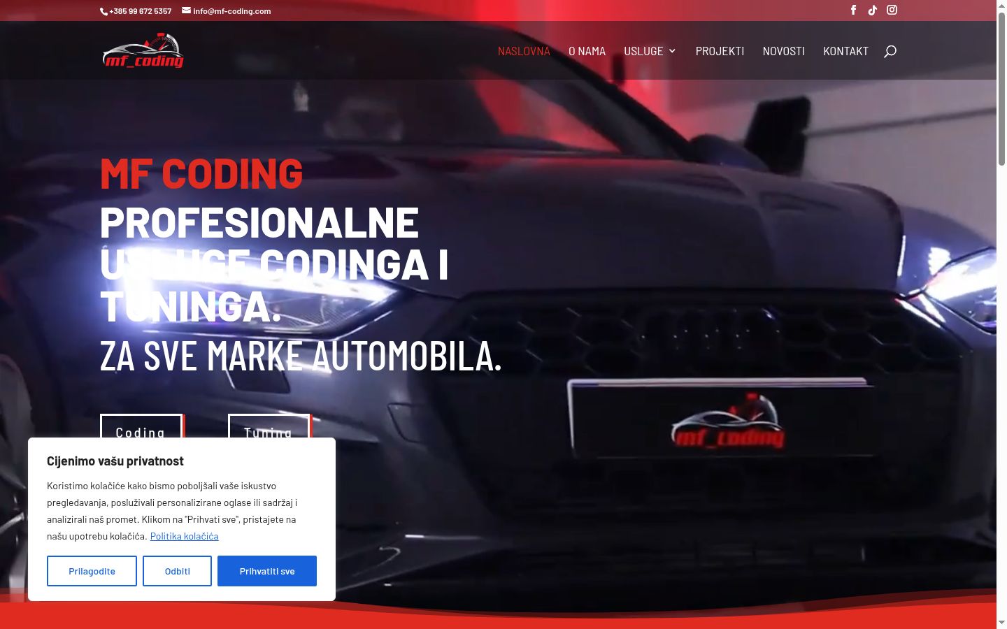 Captura de ecrã do banner de consentimento apresentado antes de qualquer interação