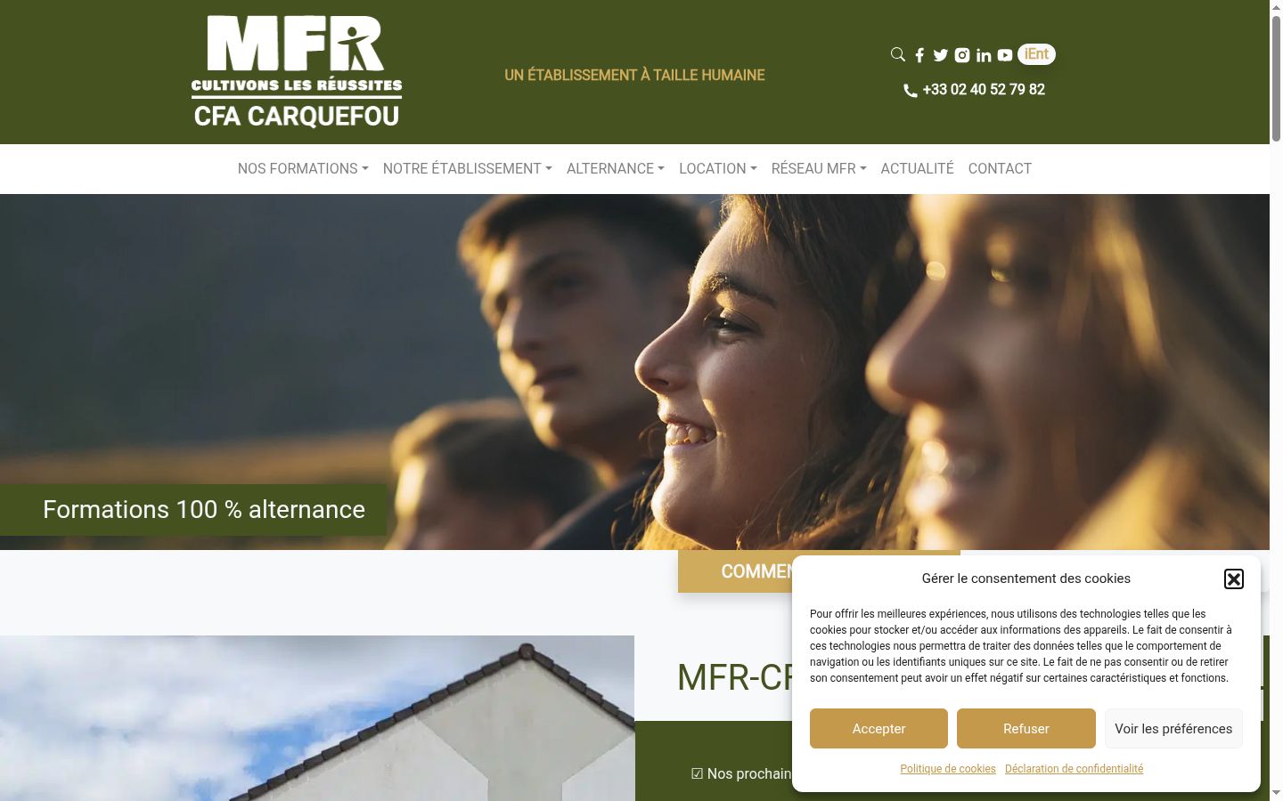 Captura de pantalla del banner de consentimiento mostrado antes de cualquier interacción