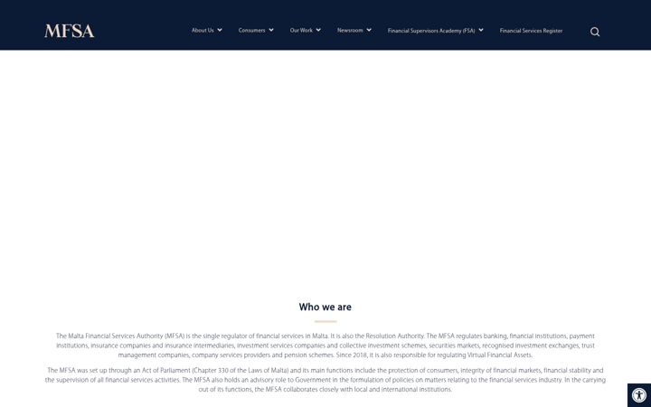 Screenshot of mfsa.mt