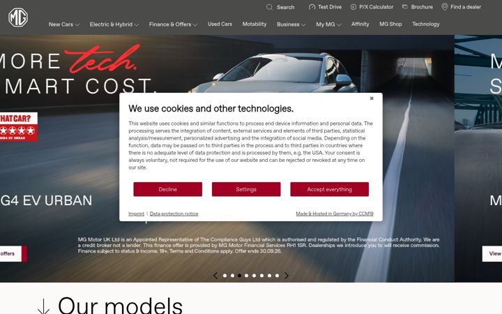 Screenshot of mg.co.uk