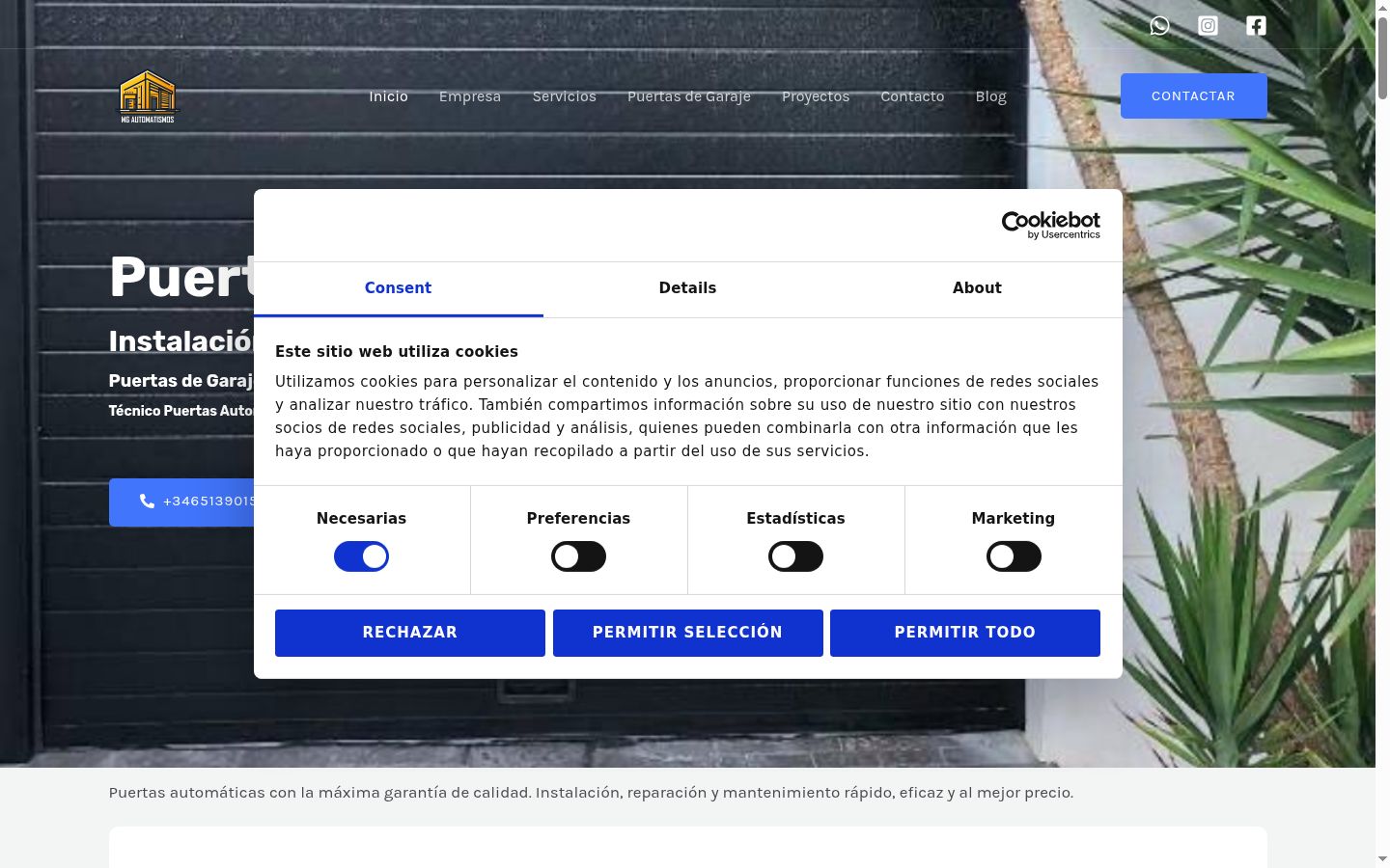 Screenshot del banner di consenso mostrato prima di qualsiasi interazione