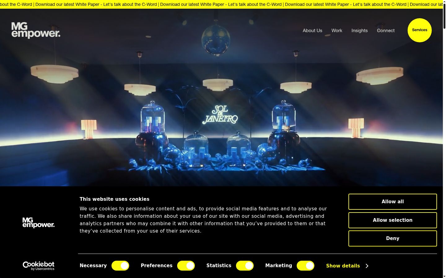Screenshot des Einwilligungsbanners vor jeglicher Interaktion