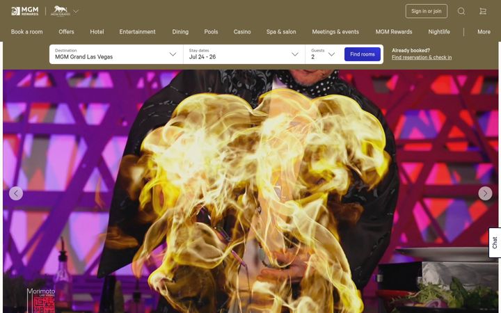 Screenshot of mgmgrand.com
