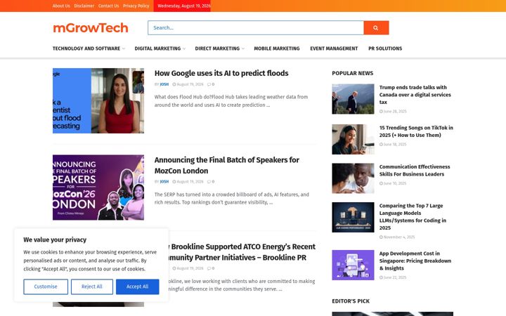 Screenshot of mgrowtech.com