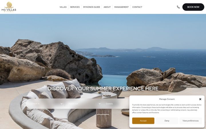 Screenshot of mgvillasmykonos.com