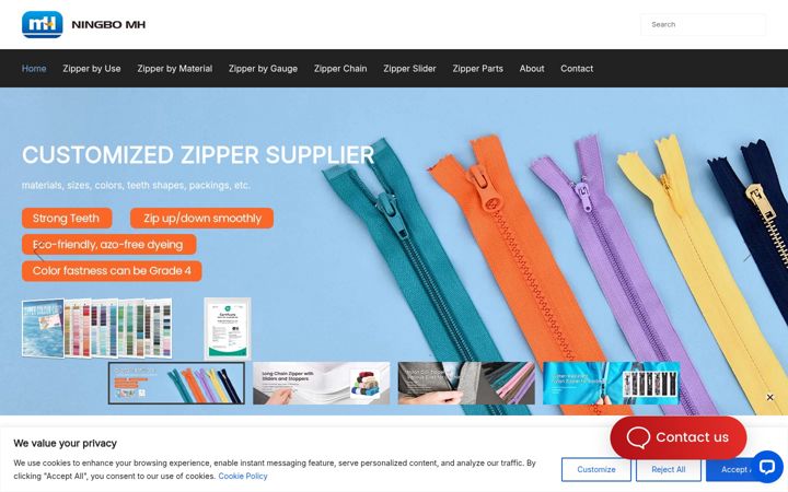 Screenshot of mh-zipper.com