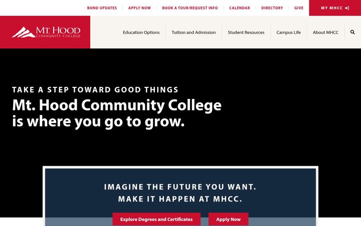 Screenshot of mhcc.edu