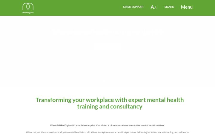Screenshot of mhfaengland.org