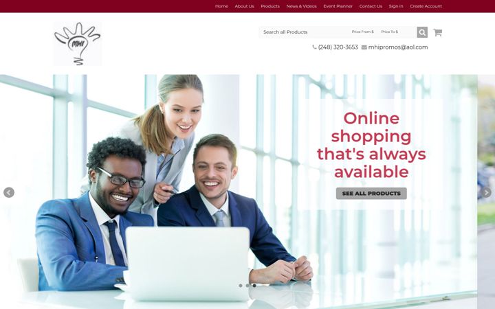 Screenshot of mhipromos.com