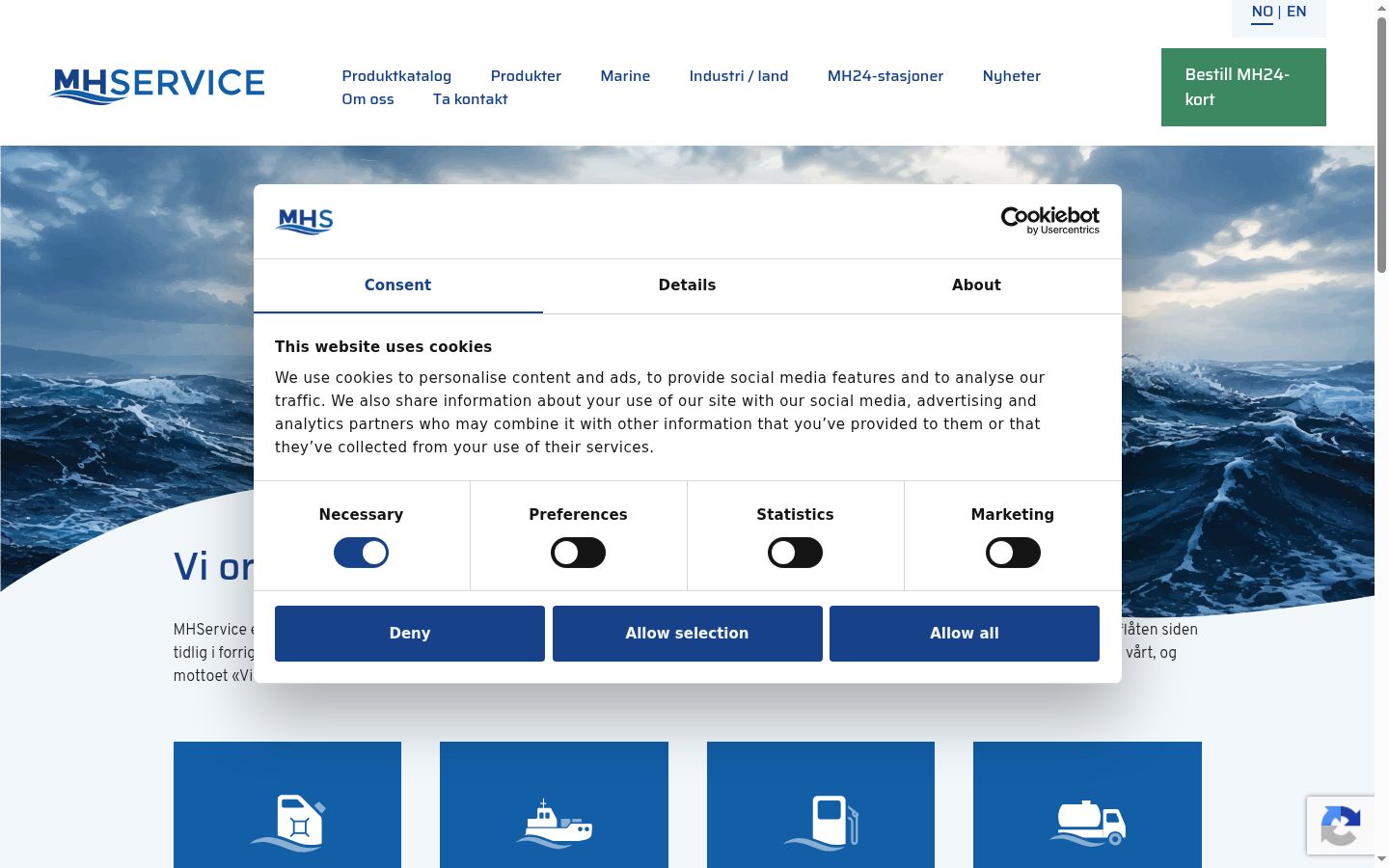 Screenshot del banner di consenso mostrato prima di qualsiasi interazione