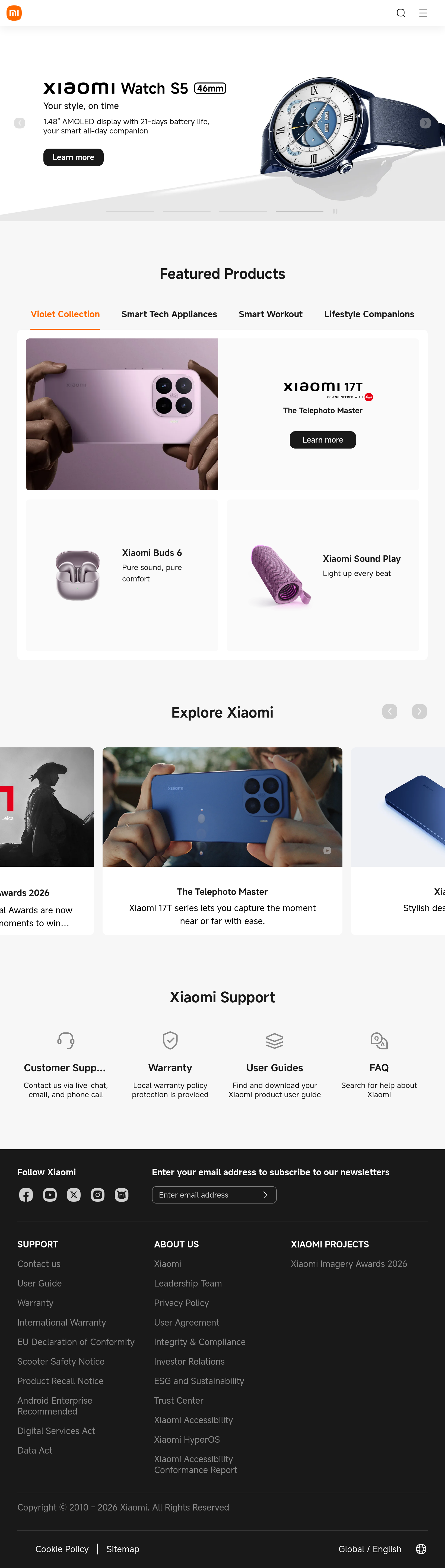 Tablet screenshot of mi.com