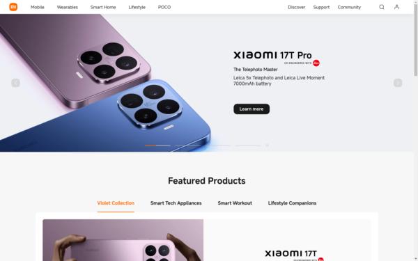 Screenshot of mi.com